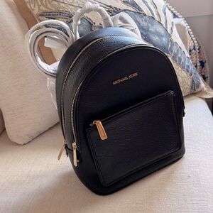 NWT Michael Kors Black Pebbled Leather Medium Backpack